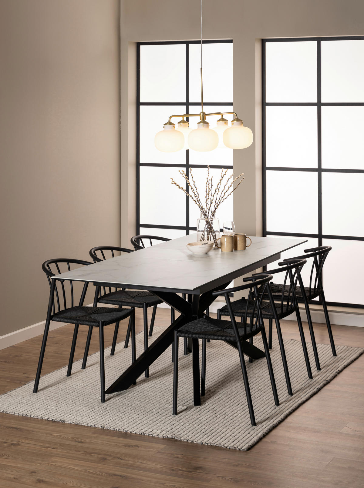ESSTISCH in Metall, Glas, Keramik  - Schwarz/Weiß, Design, Glas/Keramik (210/90cm) - MID.YOU
