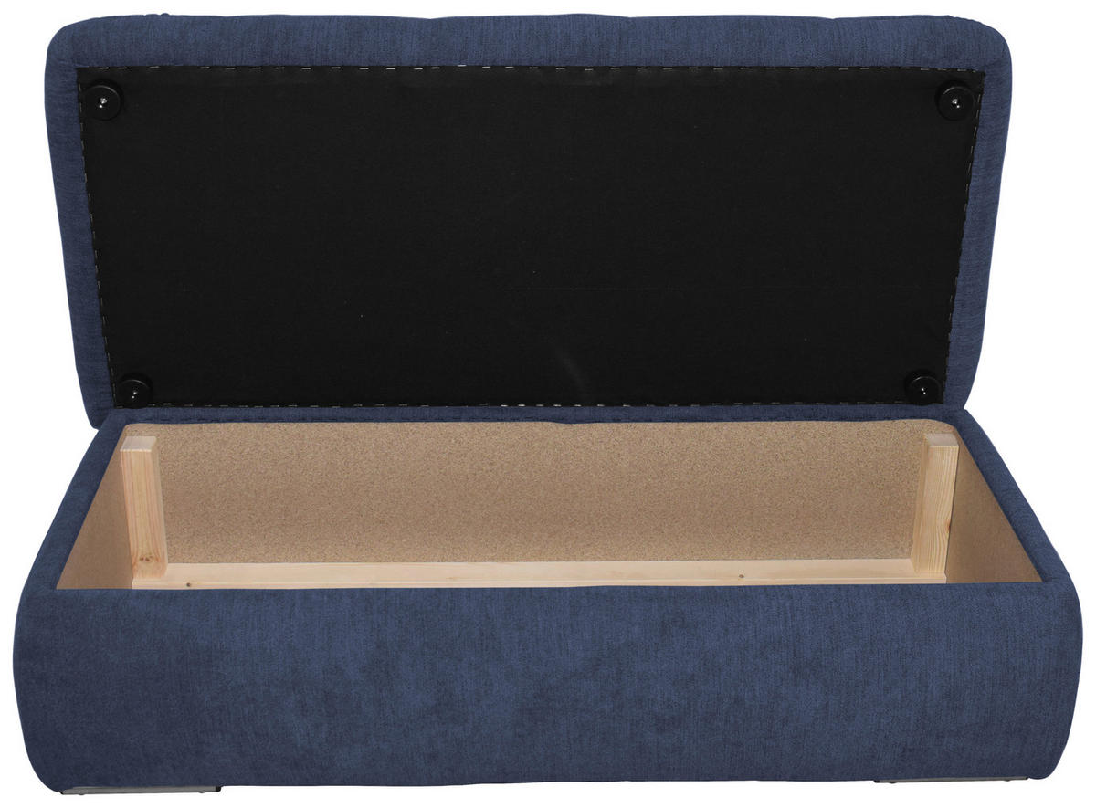 HOCKER Mikrofaser Dunkelblau  - Chromfarben/Dunkelblau, KONVENTIONELL, Textil/Metall (136/43/64cm) - MID.YOU