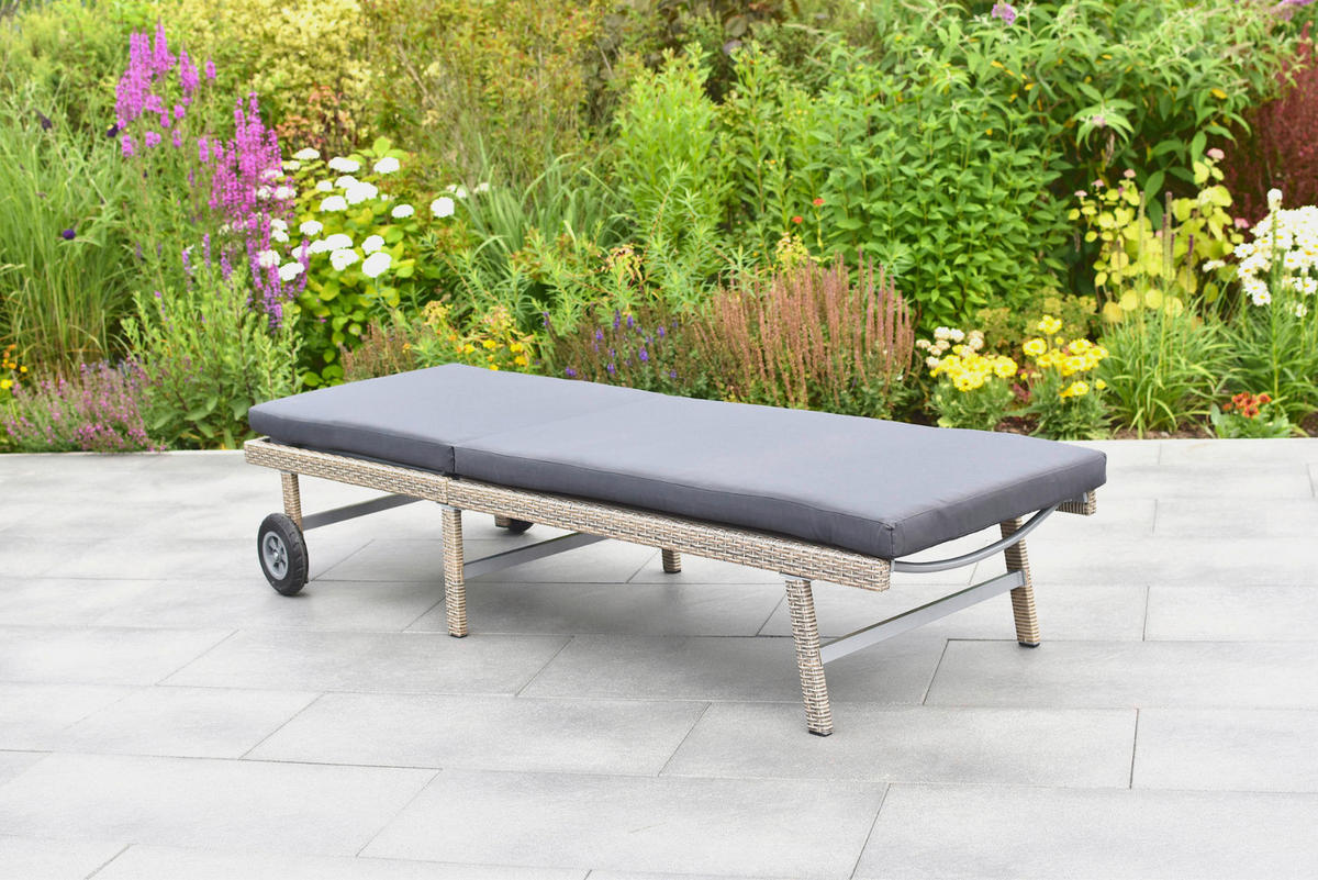 GARTENLIEGE 202/35/65 cm  - Beige/Grau, MODERN, Kunststoff/Metall (202/35/65cm) - Gardenson