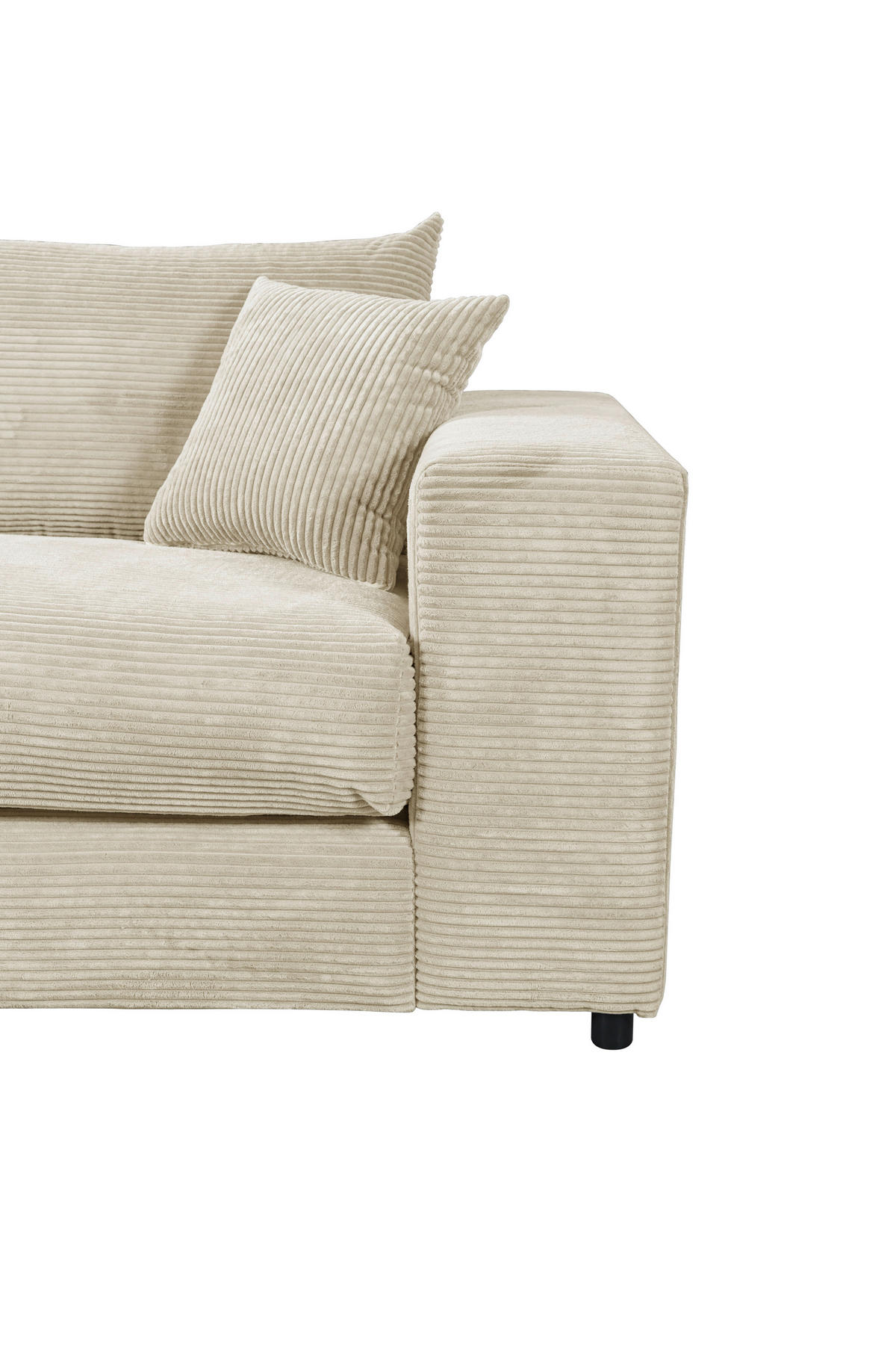 ECKSOFA  Cord, Velours Creme  - Creme/Schwarz, Basics, Kunststoff/Textil (180/265cm) - Livetastic