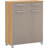 OMARA ZA ČEVLJE furnirano rjavosiva, barve hrasta - barve kroma/rjavosiva, Design, kovina/steklo (84/108/37cm) - Novel