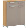 SCHUHSCHRANK Santina  in 84/108/37 cm  - Taupe/Chromfarben, Design, Glas/Holzwerkstoff (84/108/37cm) - Novel