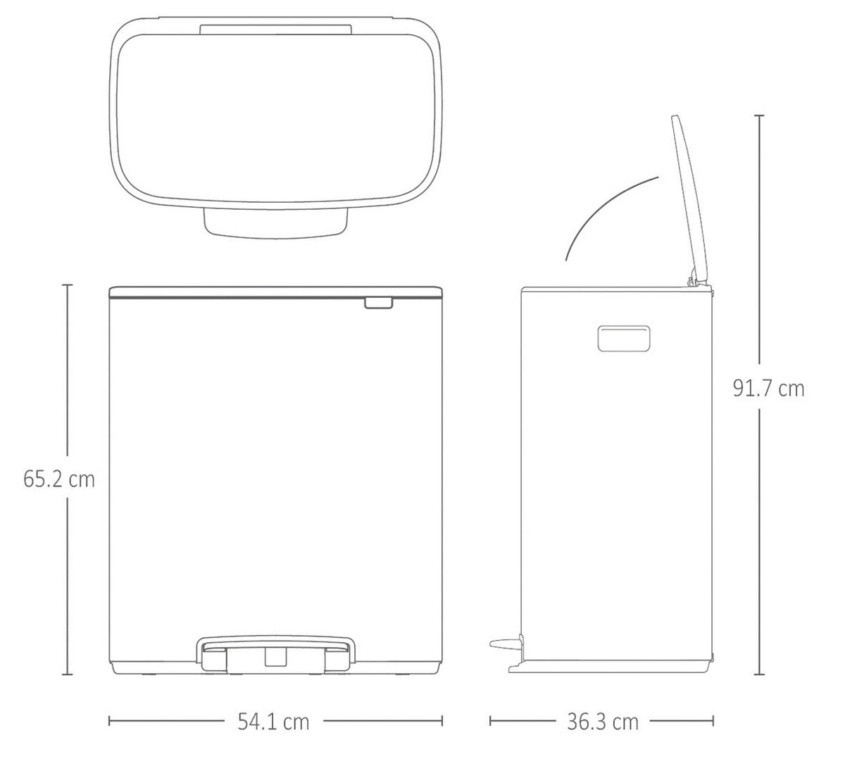 KANTA SA PAPUČICOM  60 l   - svetlosiva/antracit, Osnovno, metal/plastika (36,3/65,2/54,10cm) - Brabantia