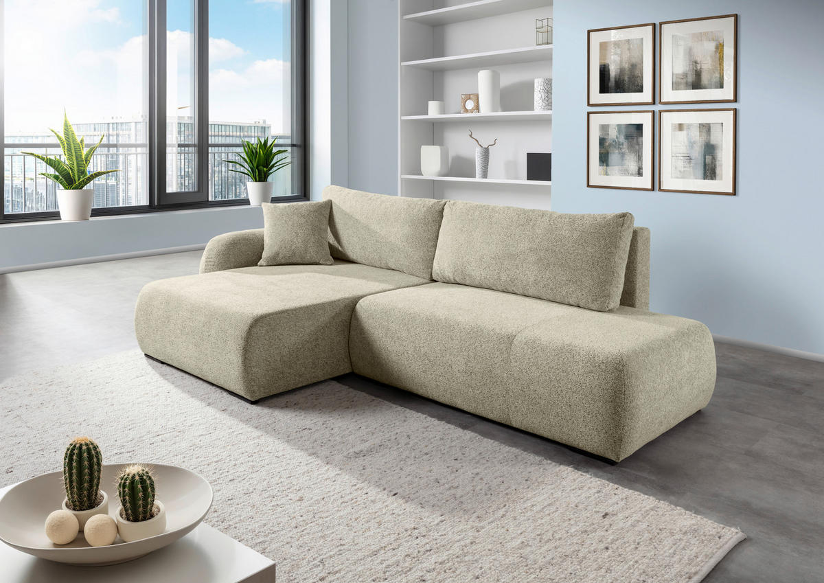 ECKSOFA Mintgrün Flachgewebe Zierkissen, Rückenkissen, Bettkasten, Schlaffunktion, Rücken echt, Liegefläche im Originalstoff  - Schwarz/Mintgrün, KONVENTIONELL, Kunststoff/Textil (145/260cm) - Carryhome