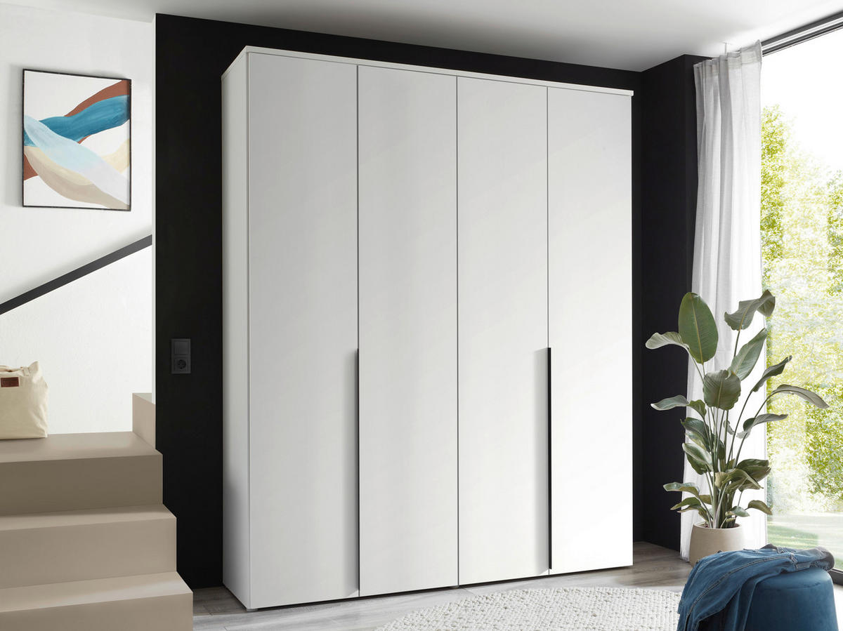 DREHTÜRENSCHRANK 180/225/52 cm 4-türig Weiß  - Schwarz/Weiß, MODERN, Holzwerkstoff/Kunststoff (180/225/52cm) - MID.YOU