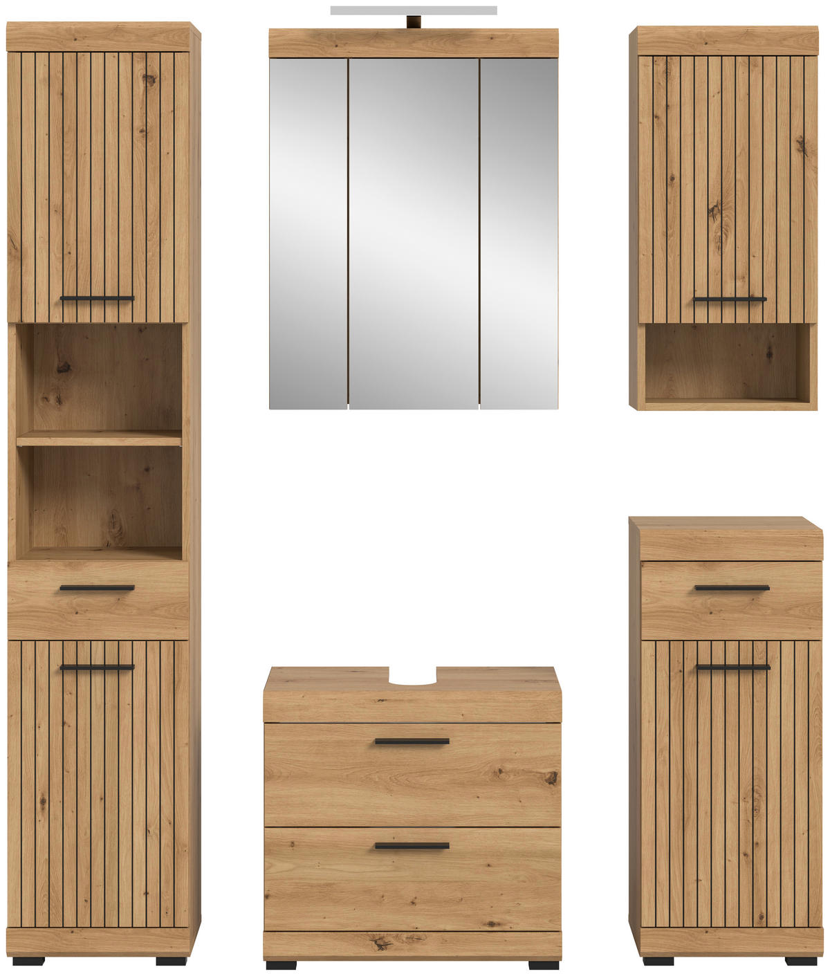 FÜRDŐSZOBABÚTOR - fekete/Artisan tölgy, Trend, műanyag/faalapú anyag (134cm) - MID.YOU