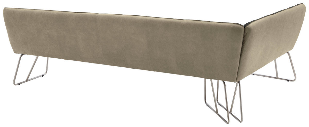ECKBANK 184/304 cm  in Anthrazit, Edelstahlfarben, Greige  - Edelstahlfarben/Greige, Design, Textil/Metall (184/304cm) - Dieter Knoll
