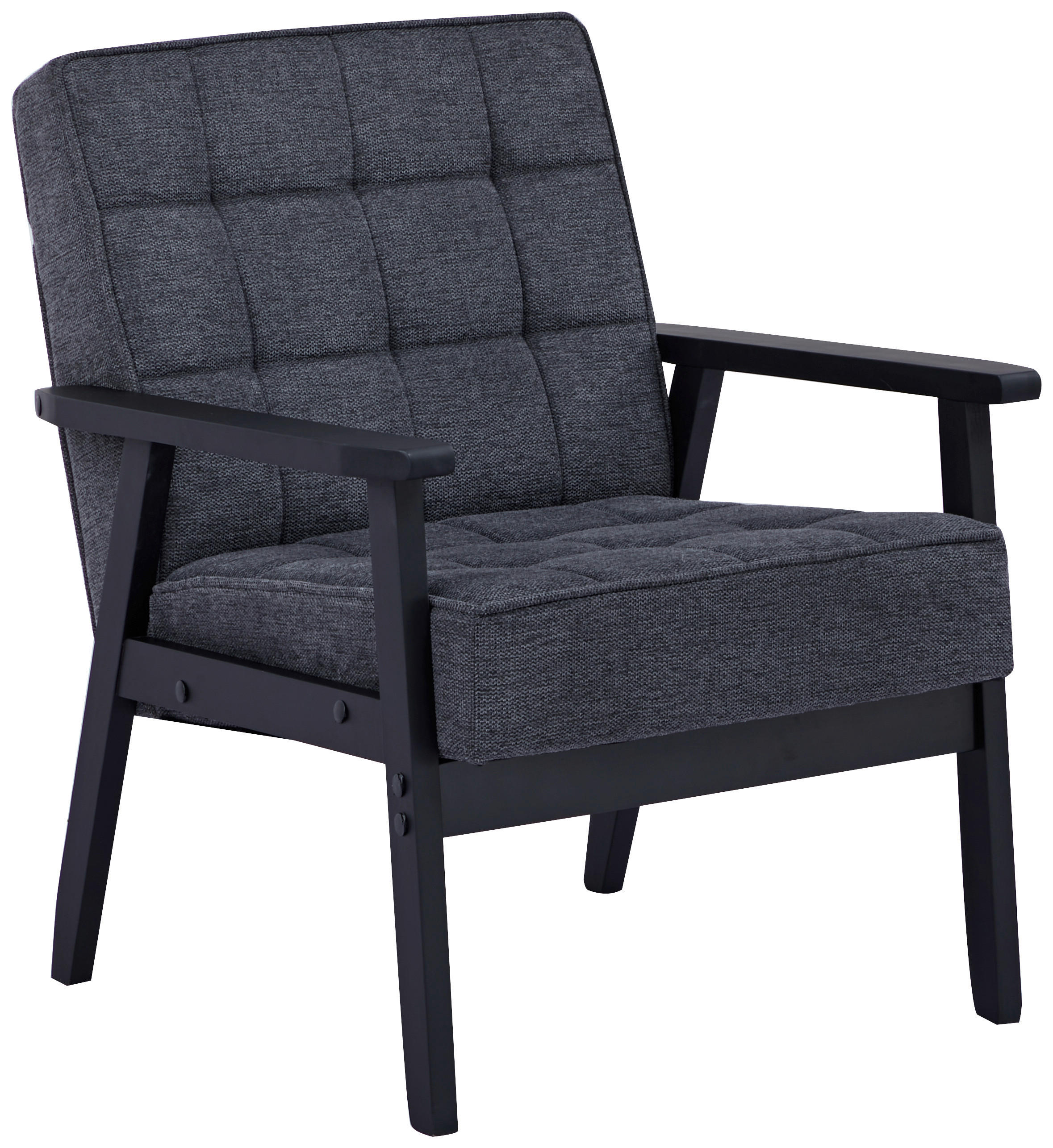 SESSEL in Webstoff Grau  - Schwarz/Grau, Design, Holz/Textil (64/77,5/67cm) - Ti'me