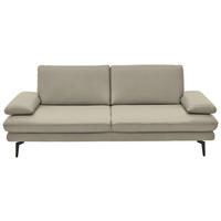 3-SITZER-SOFA in Echtleder Ecru  - Ecru/Schwarz, Design, Leder/Metall (222/86/104cm) - Dieter Knoll