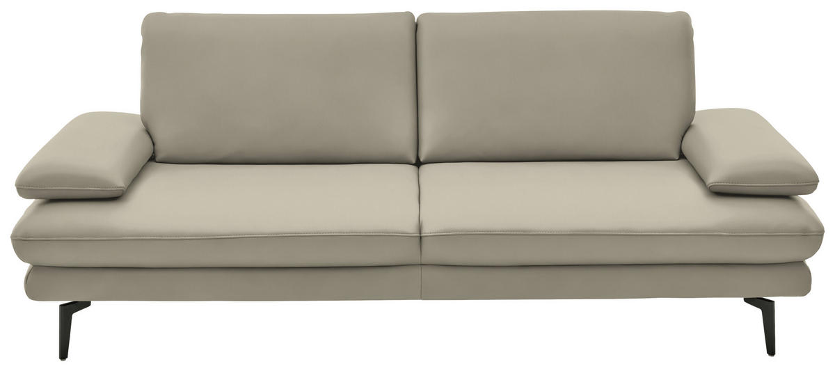 3-SITZER-SOFA in Echtleder Ecru  - Ecru/Schwarz, Design, Leder/Metall (222/86/104cm) - Dieter Knoll