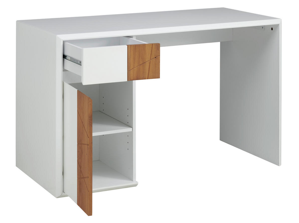 PISALNA MIZA les, leseni material bela, barve hrasta  - barve hrasta/bela, Moderno, leseni material/les (121/76/58cm) - MID.YOU