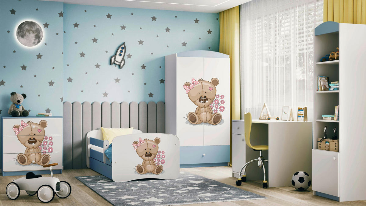 KINDER-/JUNIORBETT - Blau/Birkefarben, MODERN, Holz/Holzwerkstoff (80/160cm) - MID.YOU