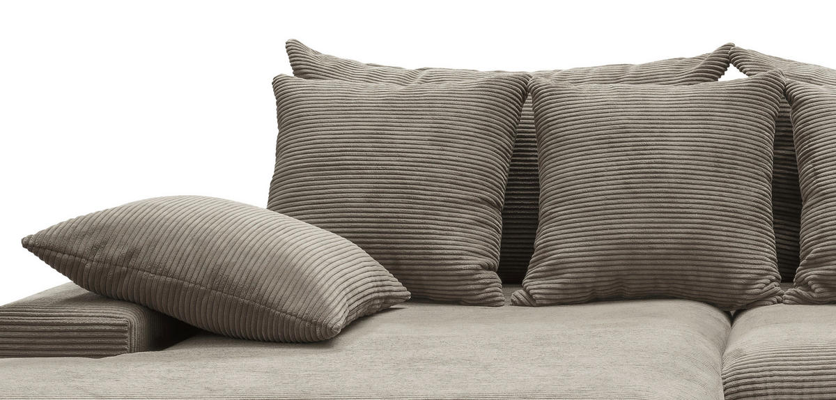 ECKSOFA in Cord Graubraun  - Graubraun/Schwarz, Modern, Kunststoff/Textil (200/278cm) - Livetastic