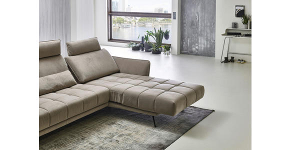 ECKSOFA in Mikrofaser Hellbraun  - Hellbraun/Schwarz, KONVENTIONELL, Textil/Metall (285/178cm) - Carryhome