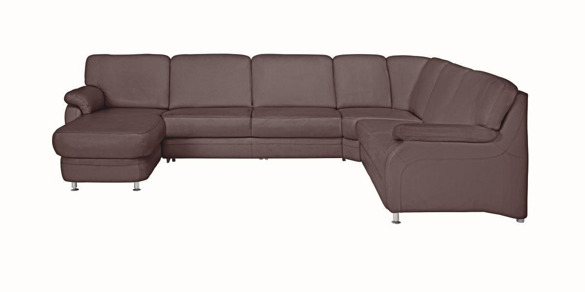 WOHNLANDSCHAFT Braun Echtleder  - Alufarben/Braun, KONVENTIONELL, Leder/Metall (165/329/239cm) - Beldomo Premium