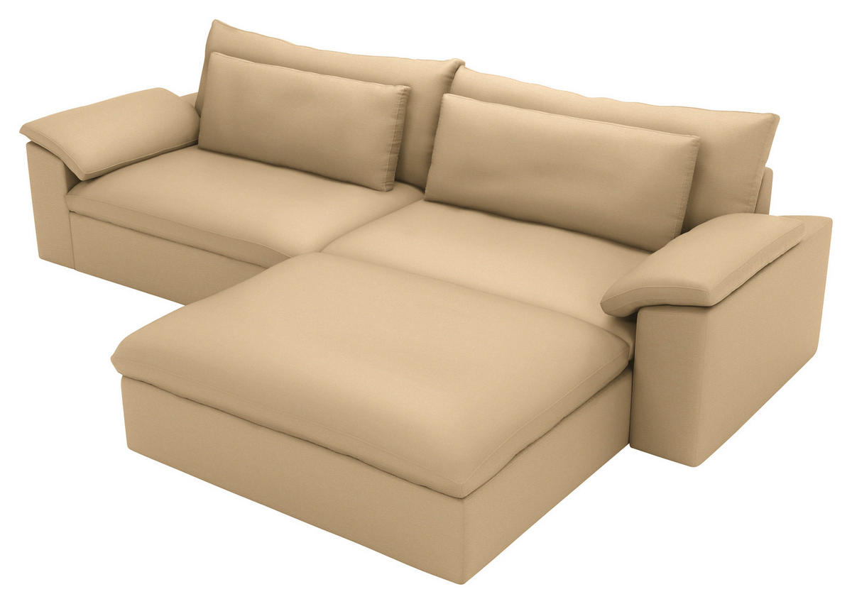 ECKSOFA  Chenille Beige  - Beige/Schwarz, Modern, Kunststoff/Textil (306/198cm) - Carryhome