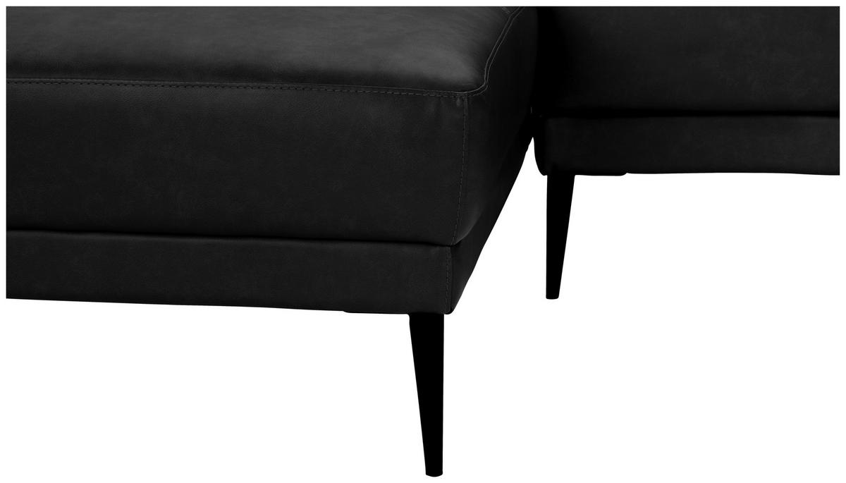 ECKSOFA in Echtleder Schwarz  233/153 cm  - Schwarz, Design, Leder/Textil (233/153cm) - Livetastic