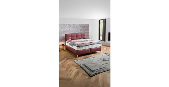 BOXSPRINGBETT 180/200 cm  in Bordeaux  - Chromfarben/Bordeaux, KONVENTIONELL, Leder/Textil (180/200cm) - Novel