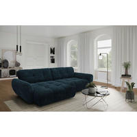 ECKSOFA NIVO Dunkelblau Chenille Rücken echt  - Schwarz/Dunkelblau, MODERN, Kunststoff/Textil (175/312cm) - Livetastic