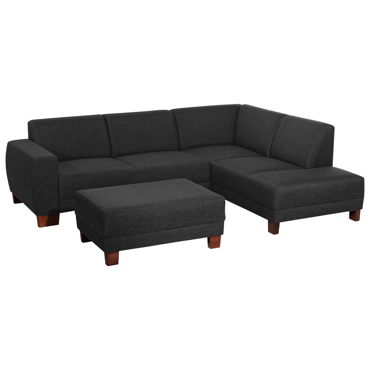 HOCKER in Textil Schwarz  - Buchefarben/Nussbaumfarben, Modern, Holz/Holzwerkstoff (90/42/60cm) - Max Winzer