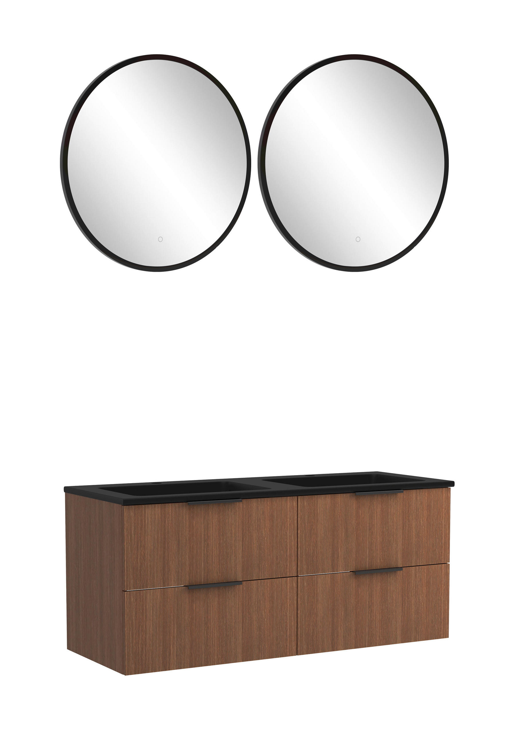 BADEZIMMER  in 120 cm  - Dunkelbraun/Schwarz, Natur, Holzwerkstoff/Stein (120cm) - Held