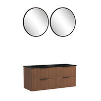 BADEZIMMER  in 120 cm  - Dunkelbraun/Schwarz, Natur, Holzwerkstoff/Stein (120cm) - Held