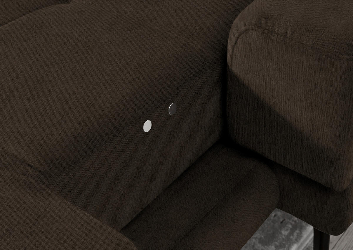 ECKSOFA in Flachgewebe Dunkelbraun  - Dunkelbraun/Schwarz, Design, Textil/Metall (309/190cm) - Beldomo Style