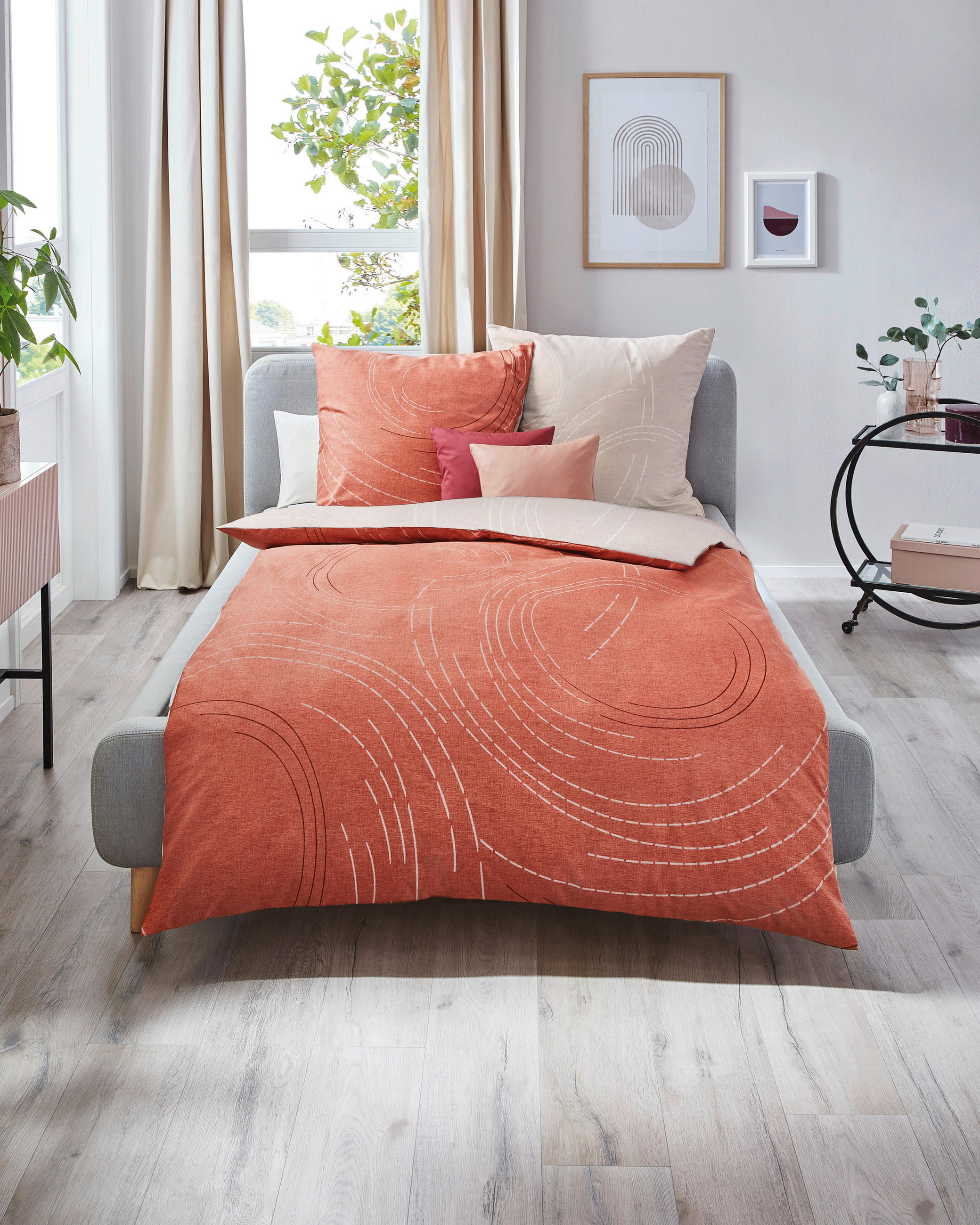 BETTWÄSCHE Makosatin 200/220 cm  - Dunkelorange, KONVENTIONELL, Textil (200/220cm) - Kaeppel