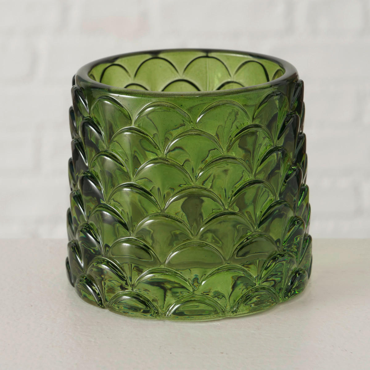 TEELICHTHALTER - Dunkelgrün/Hellgrün, Natur, Glas (8/7cm)
