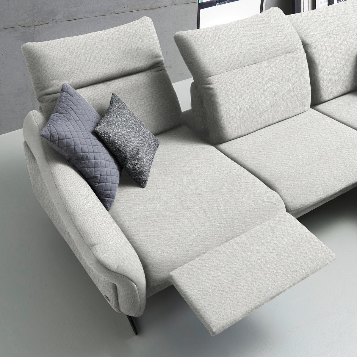 ECKSOFA in Webstoff Creme  - Anthrazit/Creme, Design, Textil/Metall (299/203cm) - Himolla