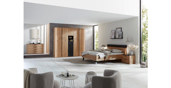 BETT 180/200 cm,  in Anthrazit, Eichefarben,  - Eichefarben/Anthrazit, KONVENTIONELL, Holz/Metall (180/200cm) - Dieter Knoll