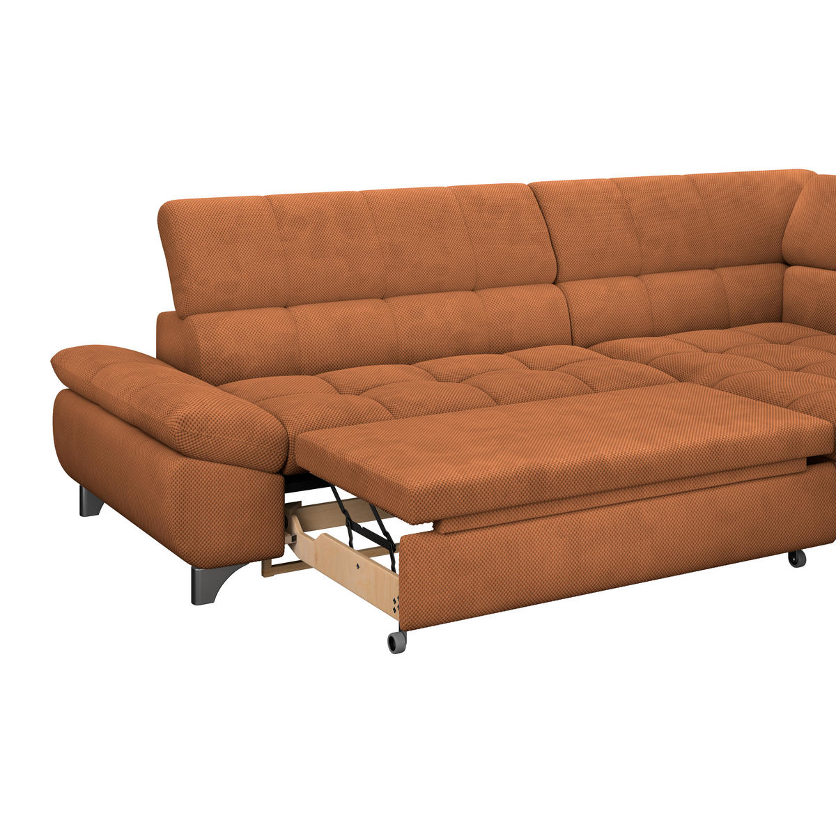 ECKSOFA Terracotta Chenille  - Chromfarben/Terracotta, KONVENTIONELL, Textil/Metall (312/234cm) - Livetastic