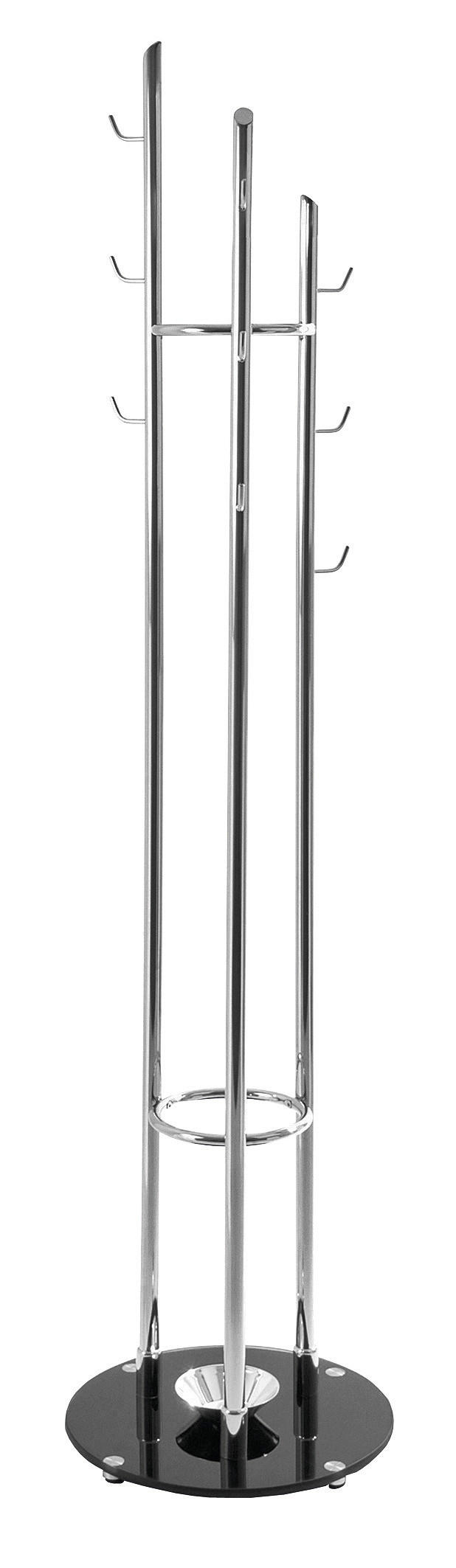 GARDEROBENSTÄNDER in Schwarz, Chromfarben 40/183/40 cm   - Chromfarben/Schwarz, Design, Glas/Metall (40/183/40cm)