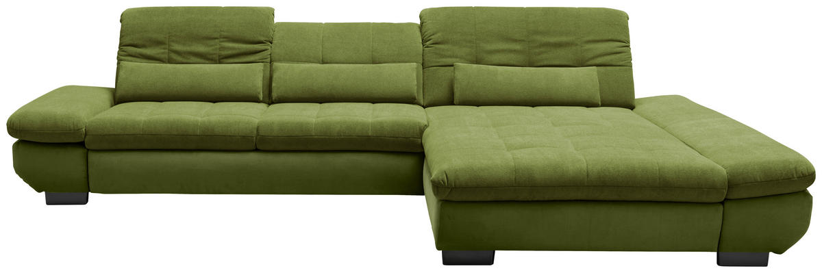 SEDEŽNA GARNITURA, gladka tkanina zelena  - črna/zelena, Design, kovina/tekstil (341/204cm) - Xora