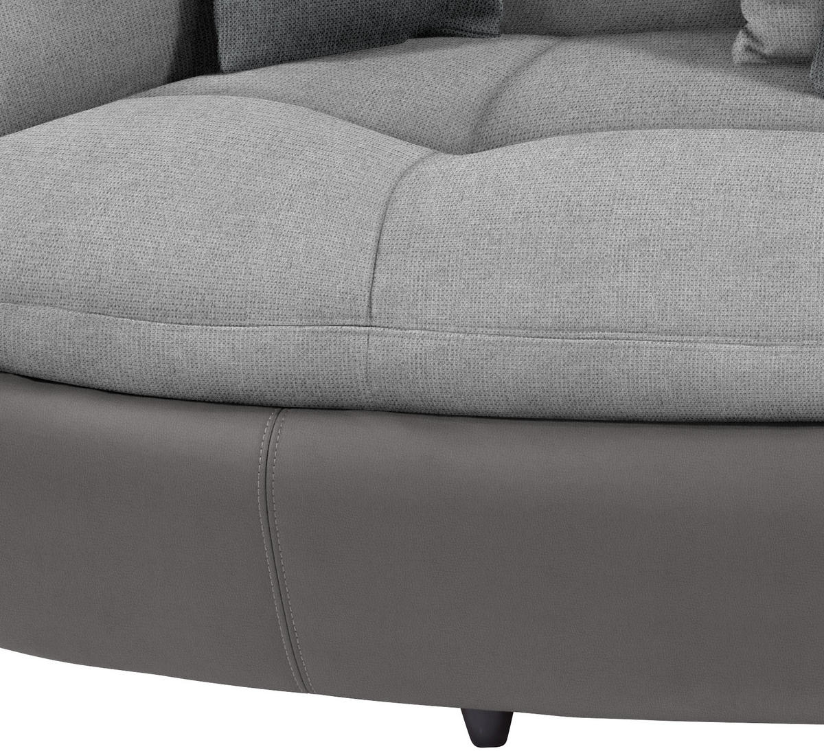 MEGASOFA in Lederlook, Mikrofaser Grau, Hellgrau  - Hellgrau/Schwarz, Lifestyle, Textil (238/80/140cm) - MID.YOU