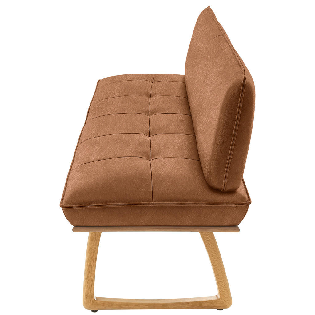 Thumbnail - Koinor Sitzbank, Cognac, Wildeiche, Holz, Leder, Echtleder, Büffelleder, Wildeiche, furniert, massiv, 3-Sitzer, 214x88x6...
