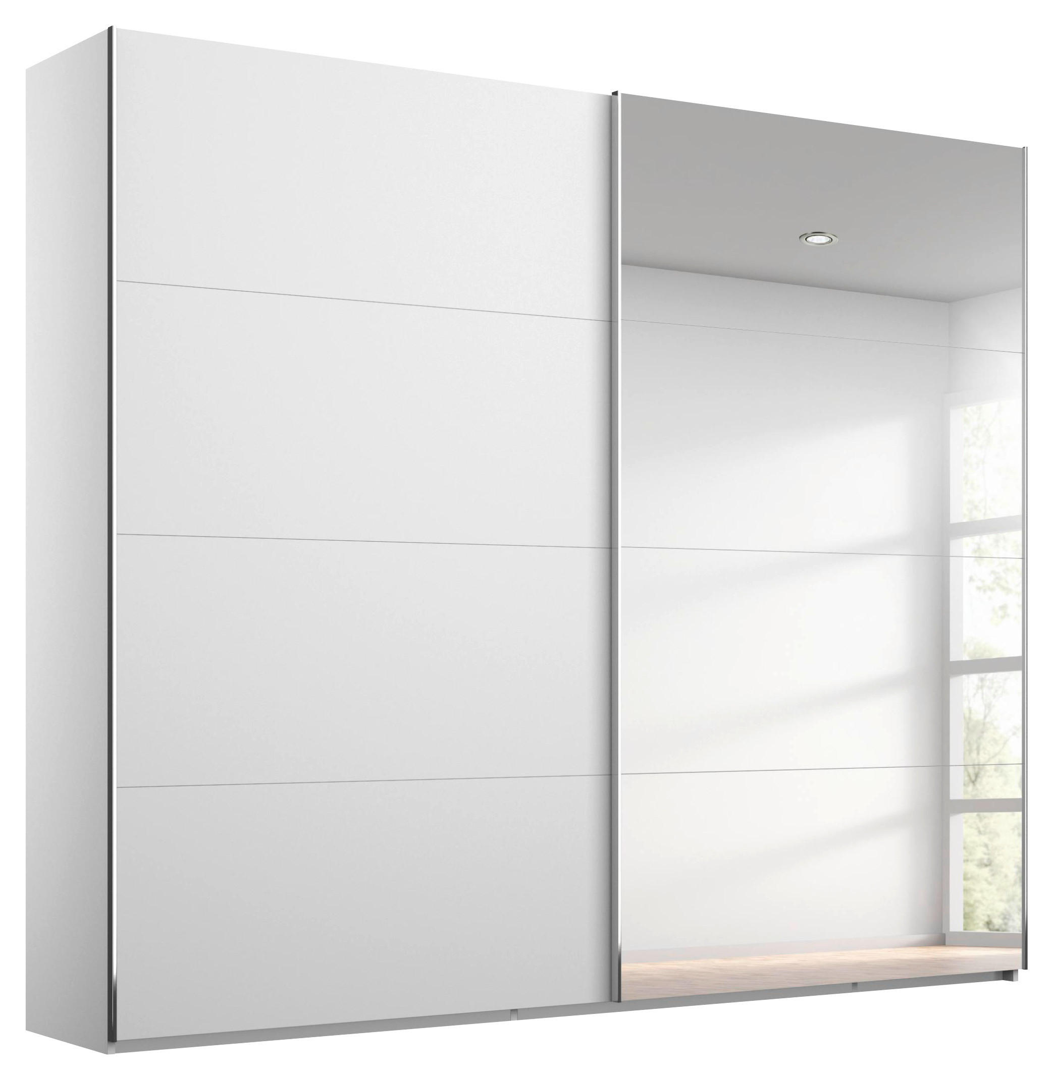 SCHWEBETÜRENSCHRANK 181/236/68 cm,  in Weiß, 2 Tür(en)  - Chromfarben/Weiß, Design, Glas/Holzwerkstoff (181/236/68cm) - Xora
