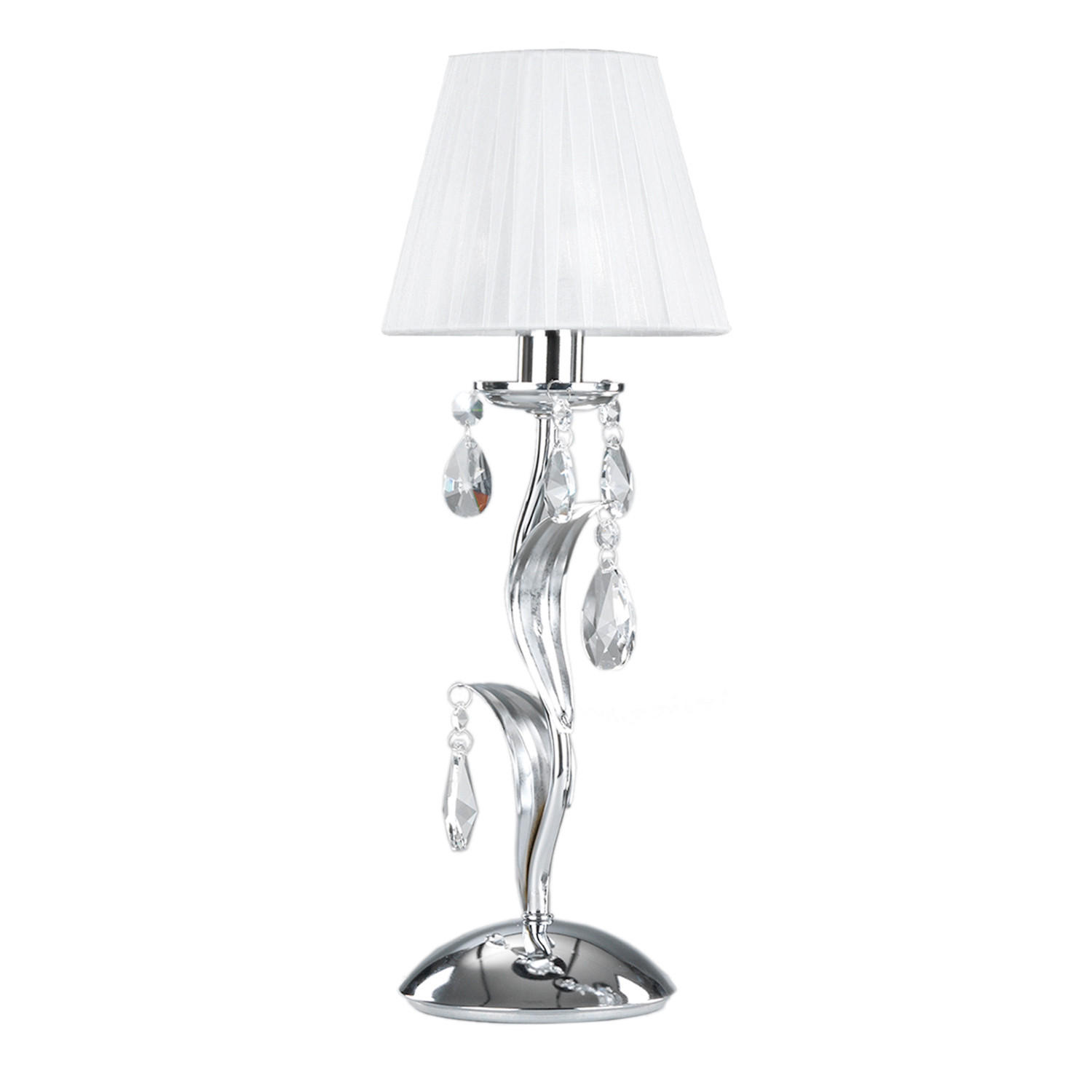 TISCHLEUCHTE 16/45 cm  - Chromfarben/Weiß, KONVENTIONELL, Textil/Metall (16/45cm)