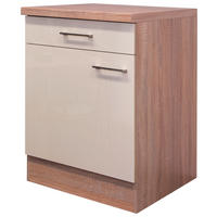 KÜCHENUNTERSCHRANK 60/86/60 cm  in Sonoma Eiche, Kaschmir  - Kaschmir/Edelstahlfarben, MODERN, Holzwerkstoff/Metall (60/86/60cm) - FlexWell
