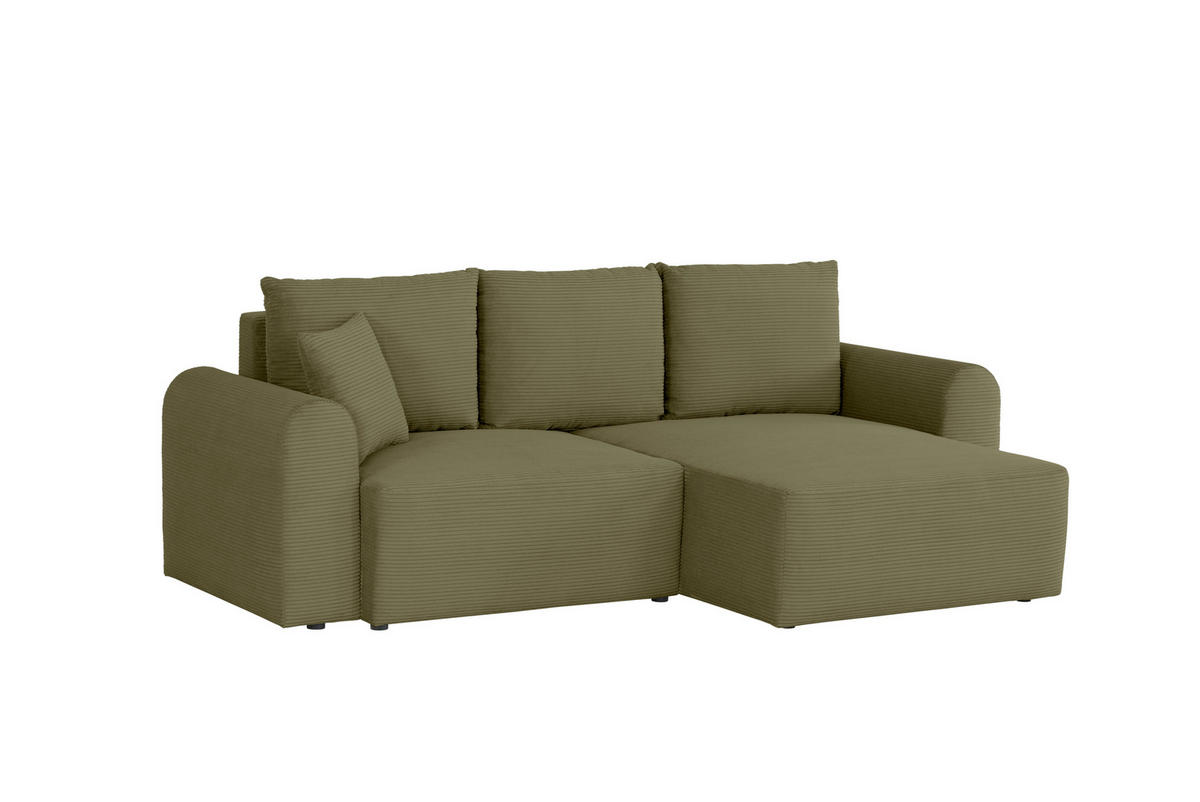 ECKSOFA in Cord Olivgrün  - Olivgrün, Design, Textil (250/151cm) - MID.YOU