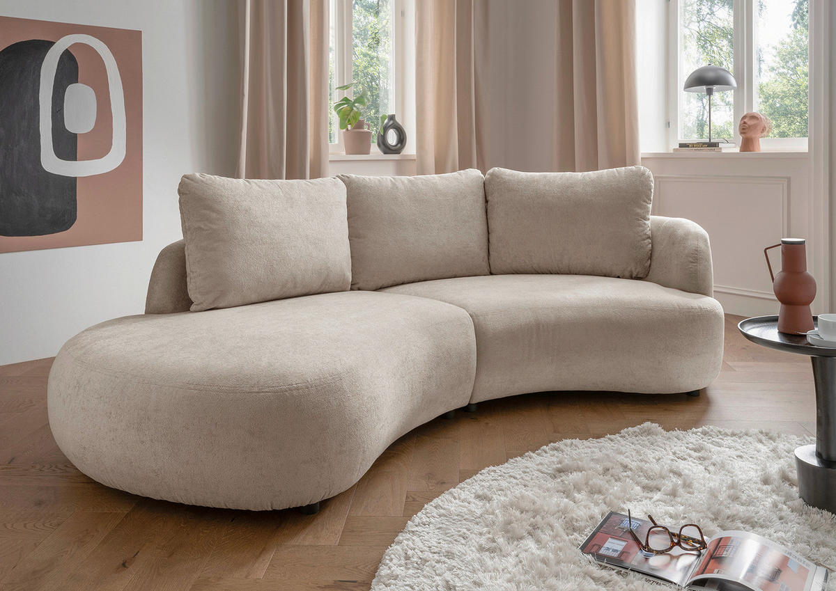 ECKSOFA Taupe Mikrofaser  - Taupe/Schwarz, MODERN, Kunststoff/Textil (250/139cm) - Livetastic