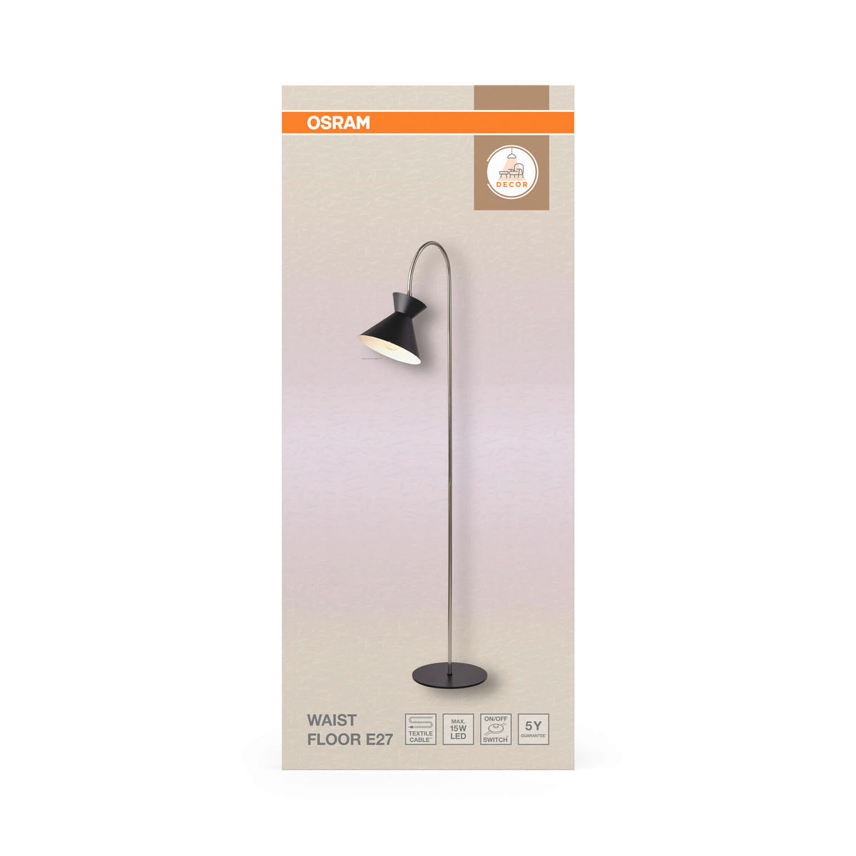 STEHLEUCHTE 24/45/140 cm    - Schwarz, Basics, Metall (24/45/140cm) - Osram