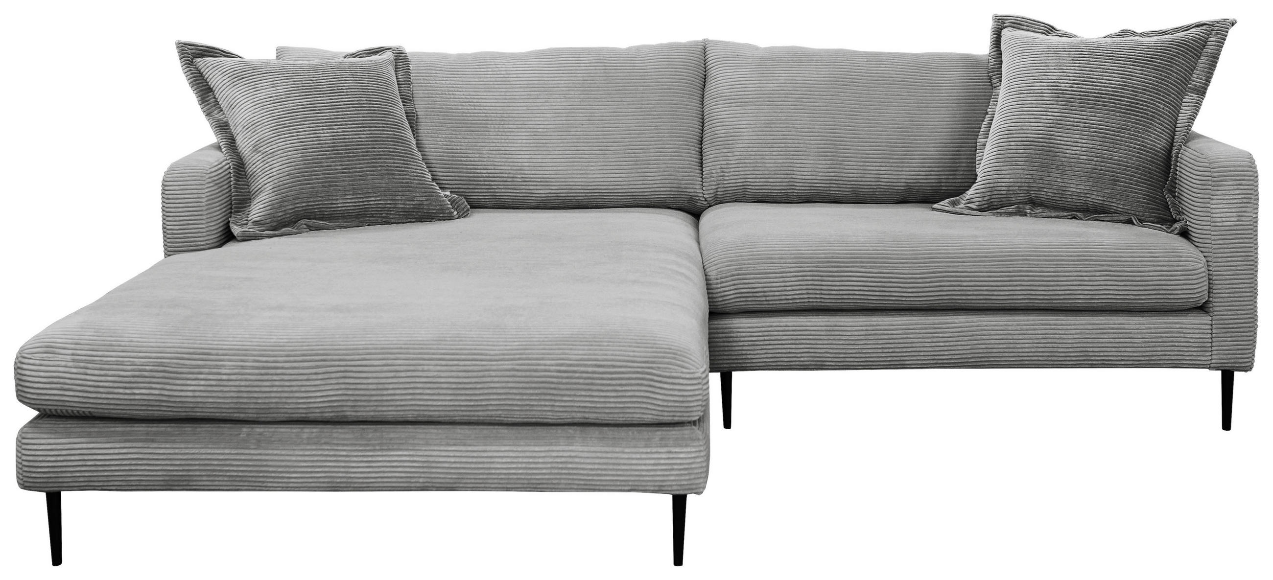 ECKSOFA in Webstoff Grau  - Schwarz/Grau, Design, Textil/Metall (260/165/84cm) - P & B