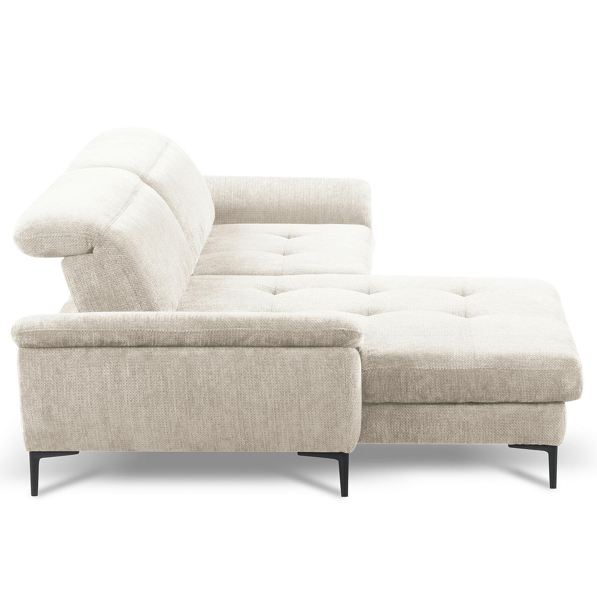 ECKSOFA  Webstoff Weiss  - Weiss/Schwarz, Design, Textil/Metall (195/268cm) - Livetastic