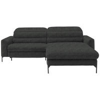 ECKSOFA in Flachgewebe Dunkelgrau  252/191 cm  - Dunkelgrau/Schwarz, Design, Textil/Metall (252/191cm) - Dieter Knoll
