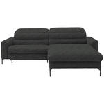 ECKSOFA  in Flachgewebe Dunkelgrau  252/191 cm  - Dunkelgrau/Schwarz, Design, Textil/Metall (252/191cm) - Dieter Knoll