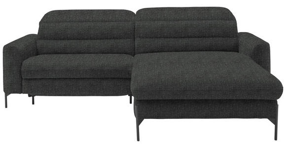 ECKSOFA  in Flachgewebe Dunkelgrau  252/191 cm  - Dunkelgrau/Schwarz, Design, Textil/Metall (252/191cm) - Dieter Knoll