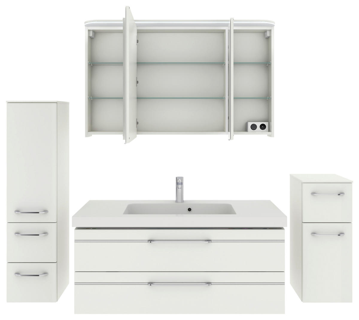 BADEZIMMER 5-teilig  in 183 cm  - Chromfarben/Weiß Hochglanz, KONVENTIONELL, Glas/Holzwerkstoff (183cm) - Pelipal