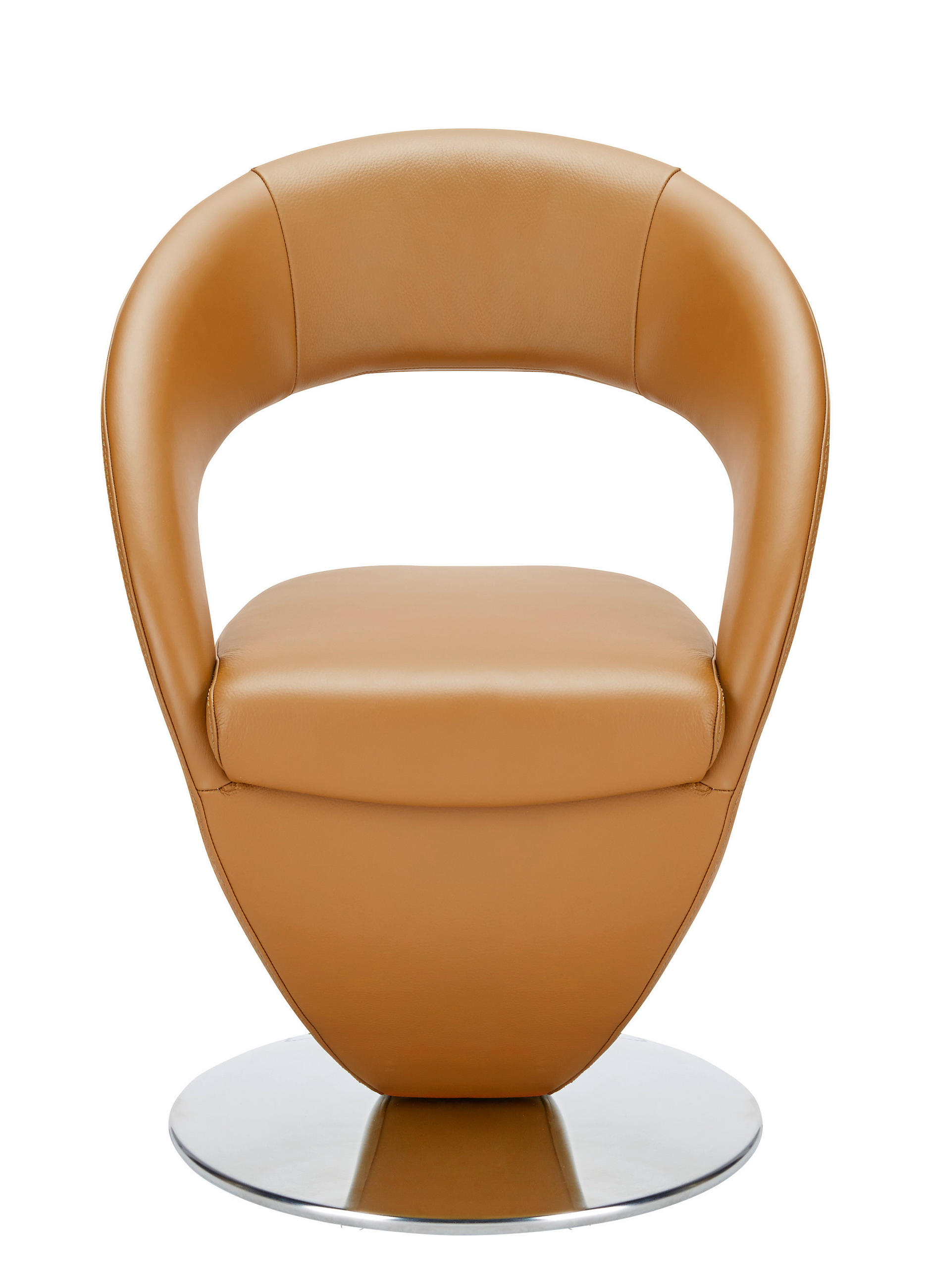STUHL  in Echtleder pigmentiert  - Edelstahlfarben/Braun, Design, Leder/Metall (62/86/61cm) - Moderano
