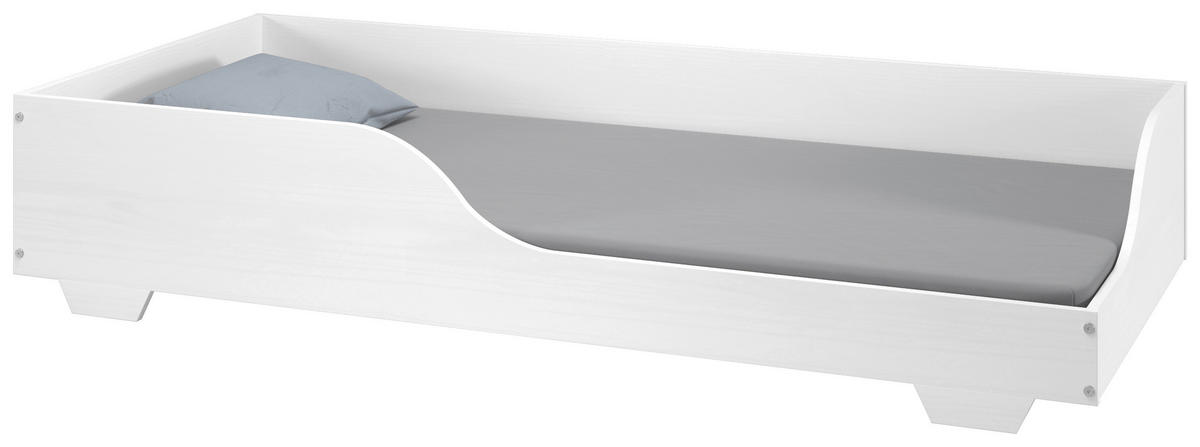 NIZKA POSTELJA 90 cm   x 200 cm  , les, leseni material bela  - bela, Moderno, leseni material/les (90/200cm) - MID.YOU